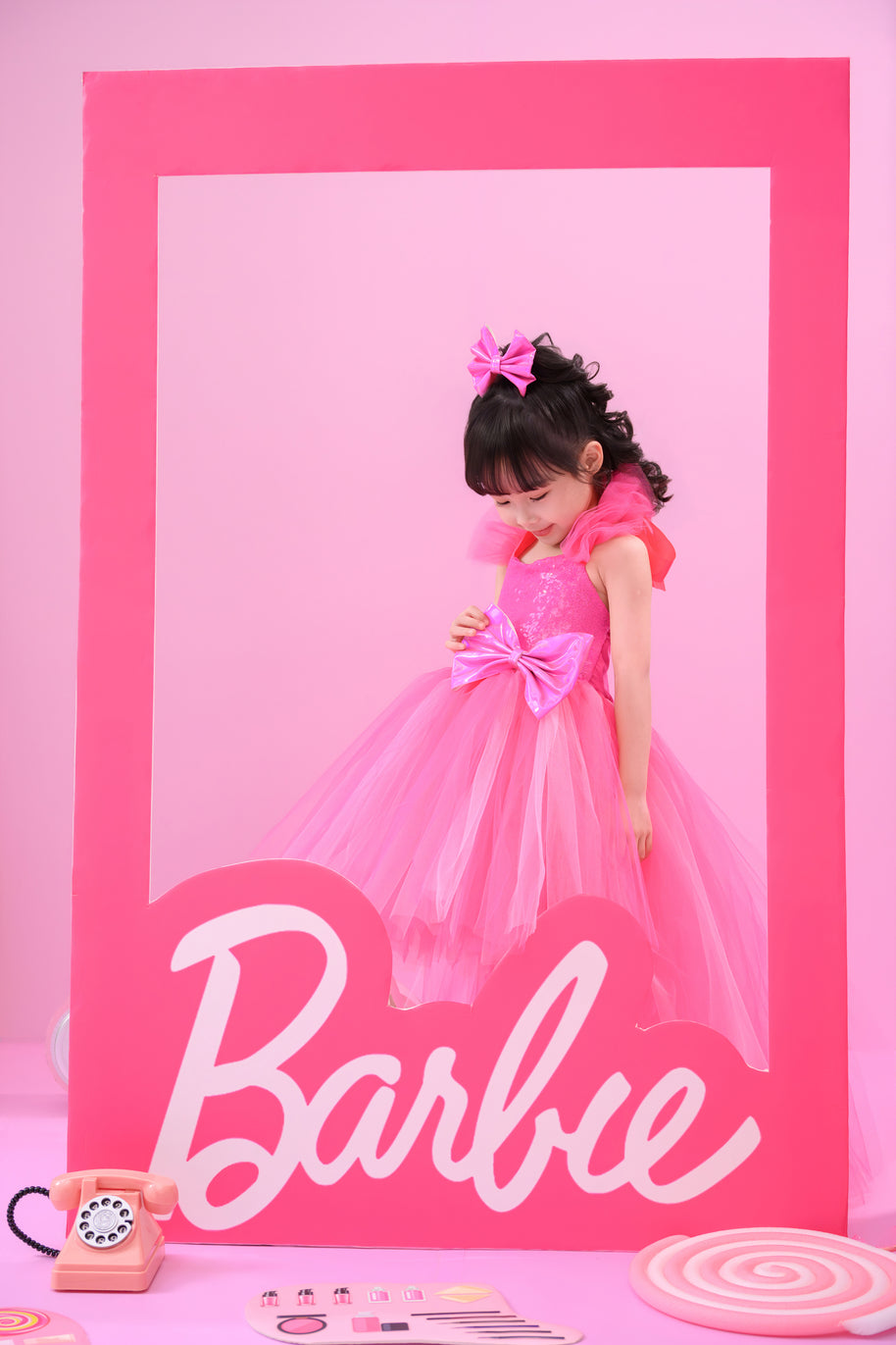 Barbie Aurora hot pink party tutu dress, girls birthday themed dress