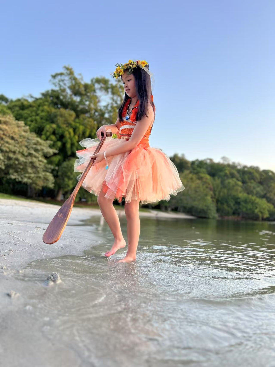 Moana Inspired Tutu Dress – Hawaiian Islander Ocean Princess Birthday Costume for Girls