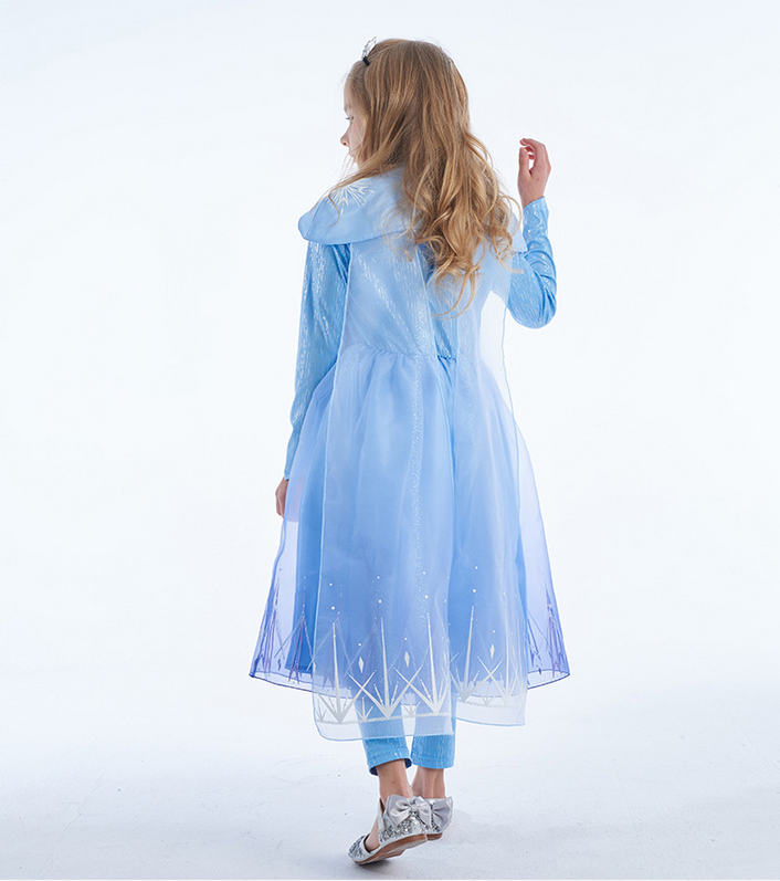 Frozen 2 Elsa inspired blue costume dress, Disney princess themed party cosplay wear