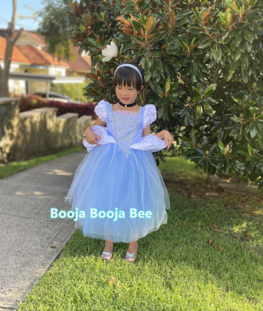 Cinderella princess costume dress, girls birthday gift, Fairy tale attire gown, aged 2-7
