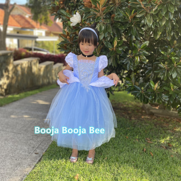 Cinderella princess costume dress, girls birthday gift, Fairy tale attire gown, aged 2-7