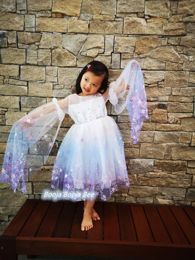 Frozen Elsa fantasy fluffy long sleeves tutu dress, party, costume, birthday