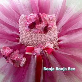 Baby 1st birthday dress, Toddler girls pink flower princess tutu