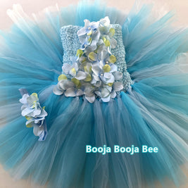 Baby girl 1st birthday tutu dress, Baby blue Toddler girl flowers dress