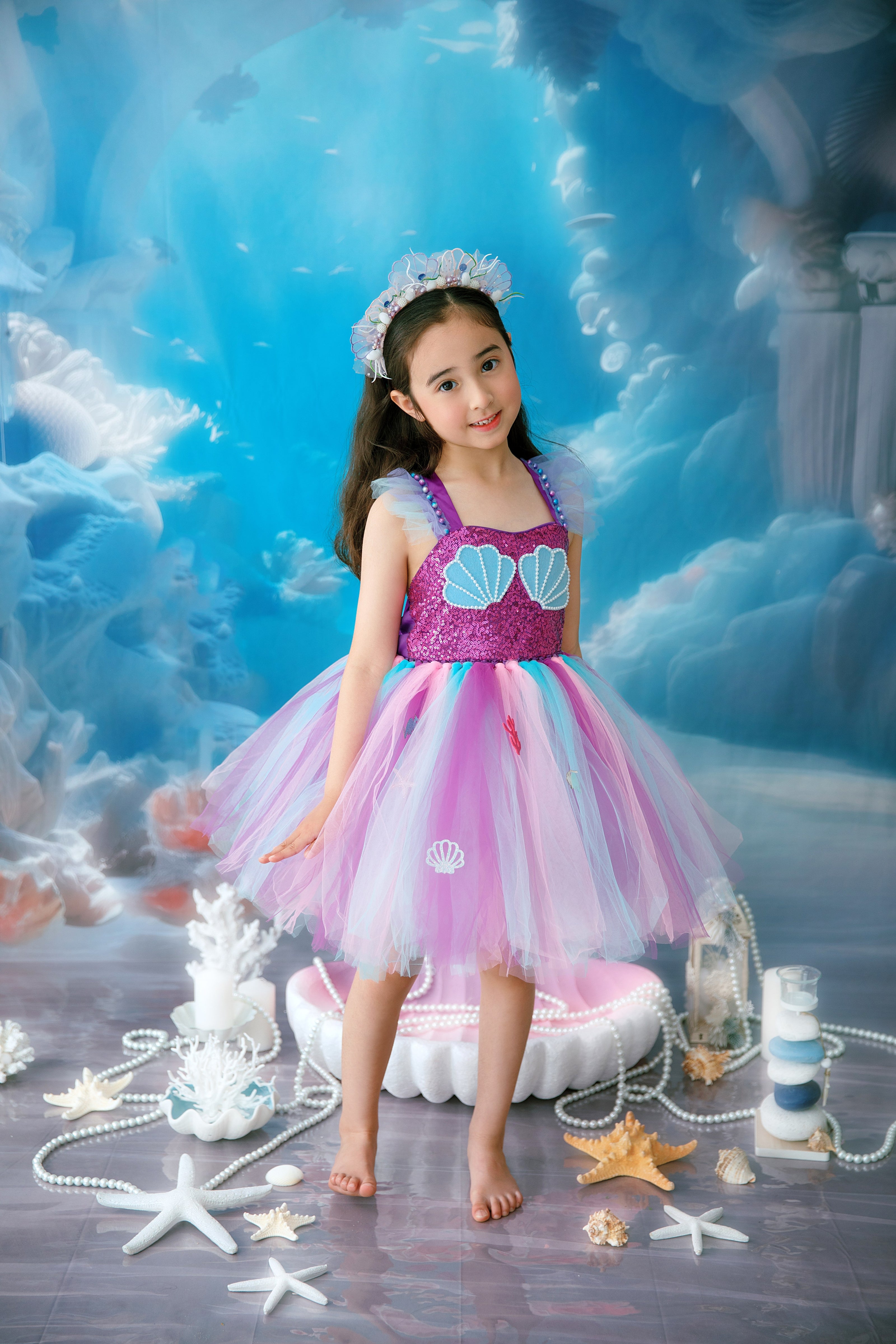 Purple Mermaid tutu birthday dress I Under the sea Princess party costume I Fairy Tulle dress