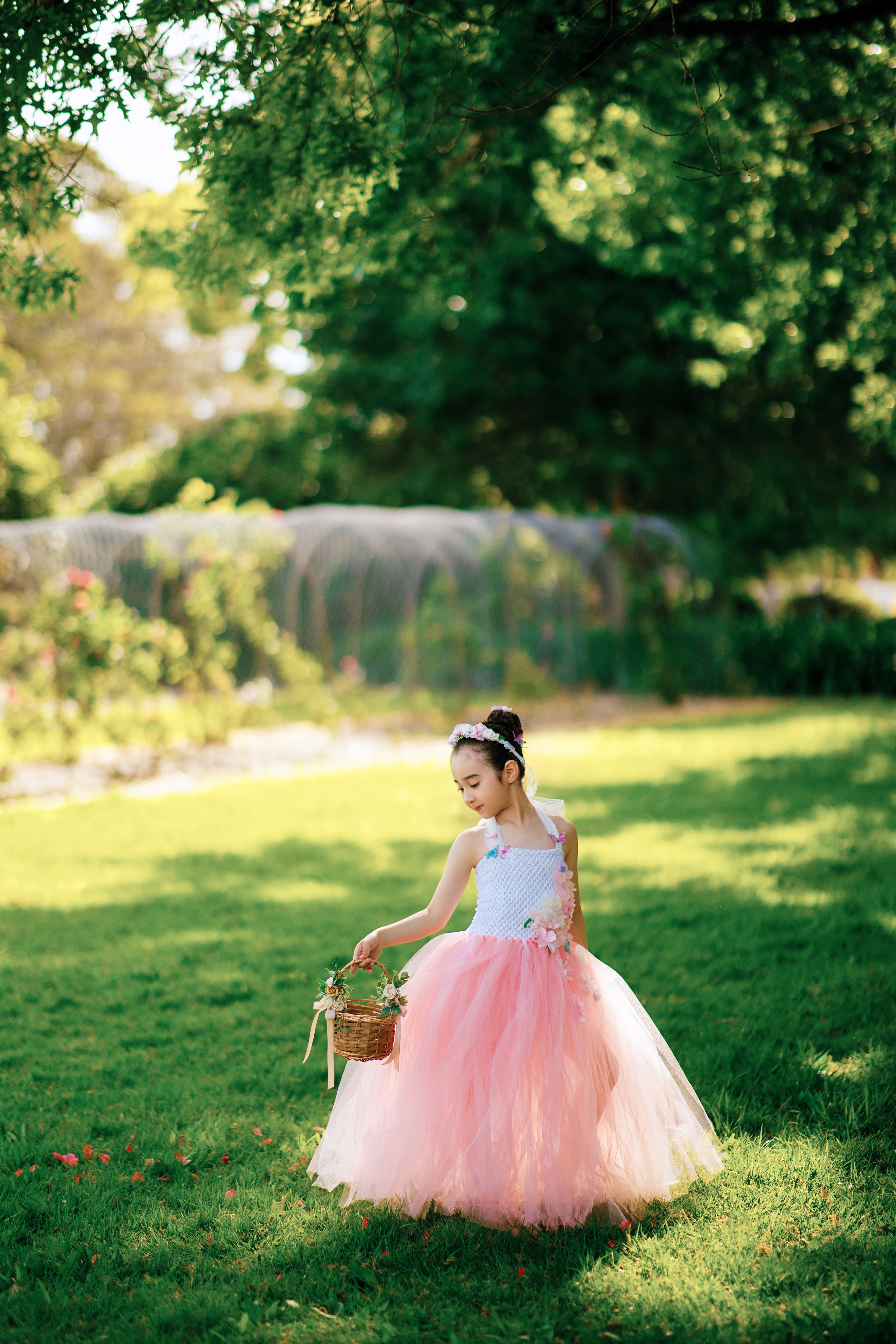 Cherry Blossom Fairy Tutu Dress – Pink Flower Girl Dress, Spring Festival Floral Tulle Outfit for Girls