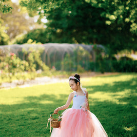 Cherry Blossom Fairy Tutu Dress – Pink Flower Girl Dress, Spring Festival Floral Tulle Outfit for Girls