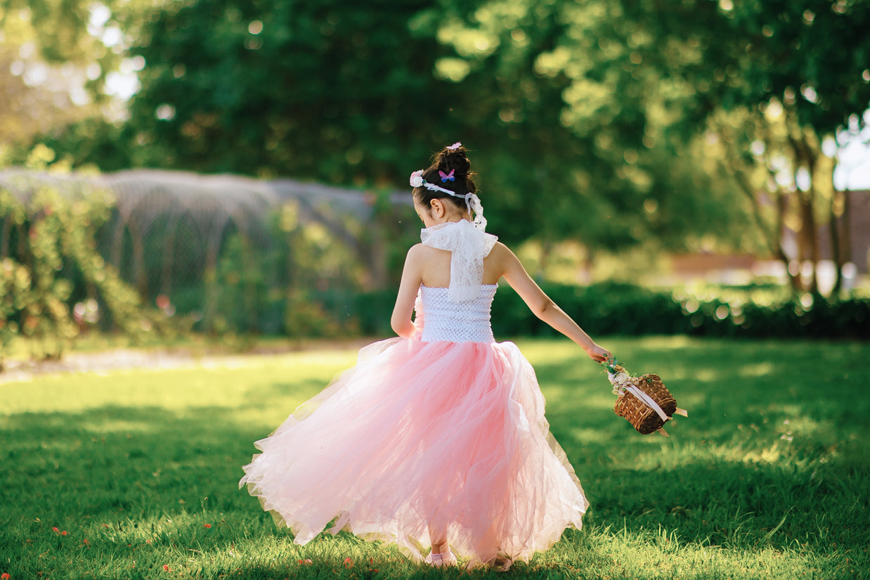 Cherry Blossom Fairy Tutu Dress – Pink Flower Girl Dress, Spring Festival Floral Tulle Outfit for Girls
