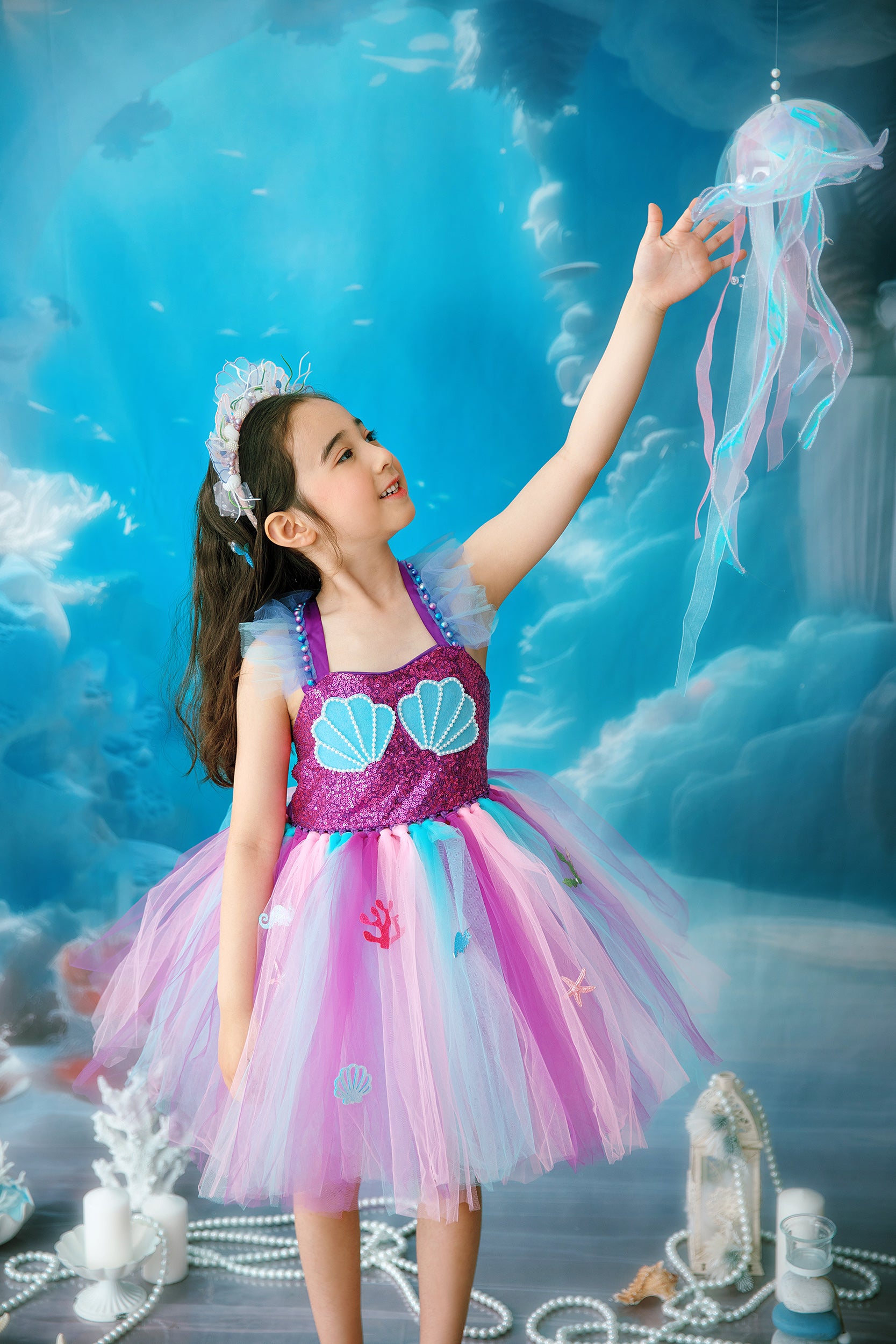 Purple Mermaid tutu birthday dress I Under the sea Princess party costume I Fairy Tulle dress