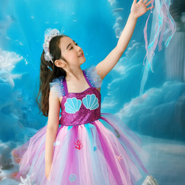 Purple Mermaid tutu birthday dress I Under the sea Princess party costume I Fairy Tulle dress