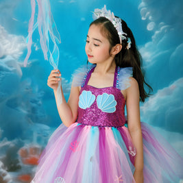 Purple Mermaid tutu birthday dress I Under the sea Princess party costume I Fairy Tulle dress