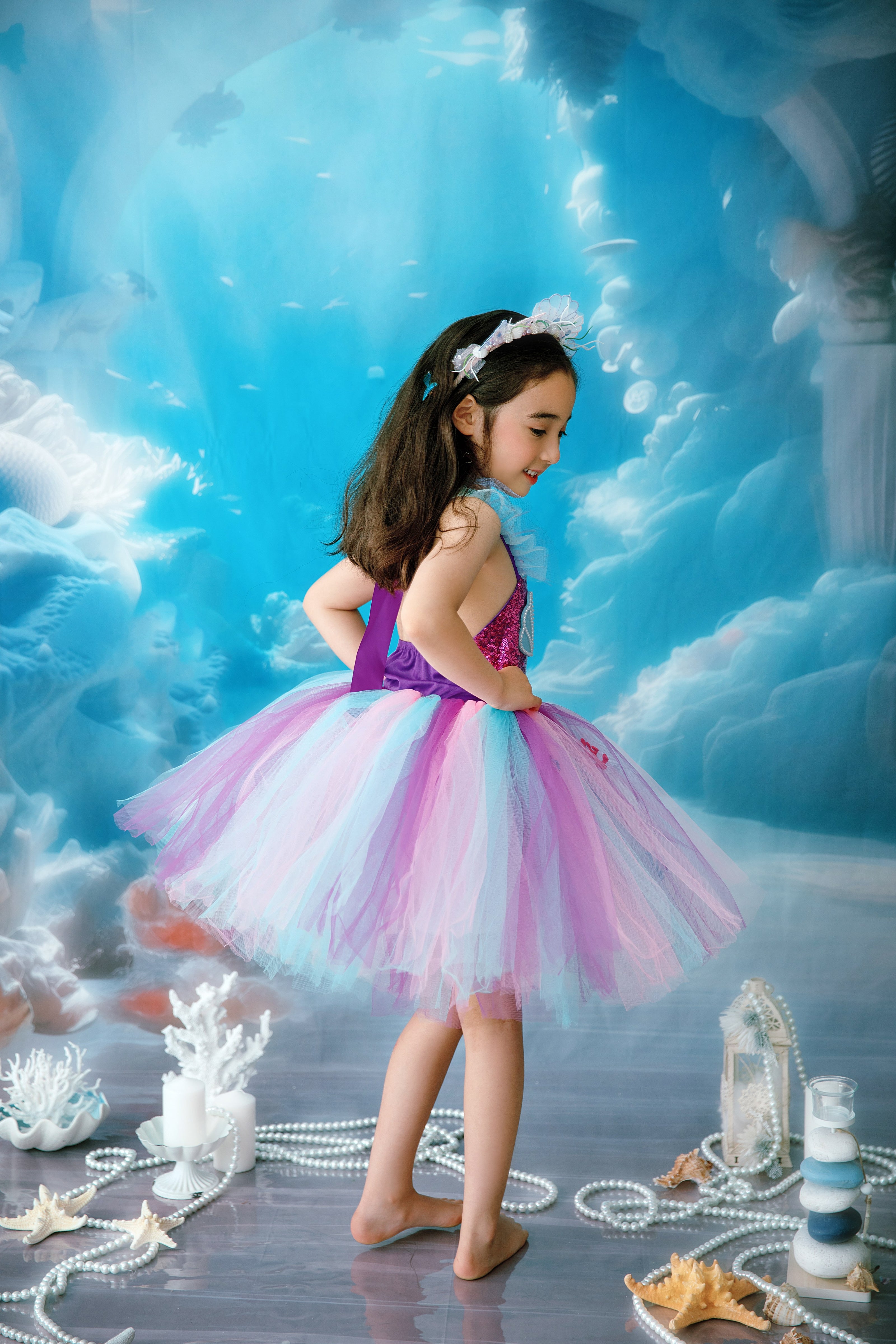 Purple Mermaid tutu birthday dress I Under the sea Princess party costume I Fairy Tulle dress
