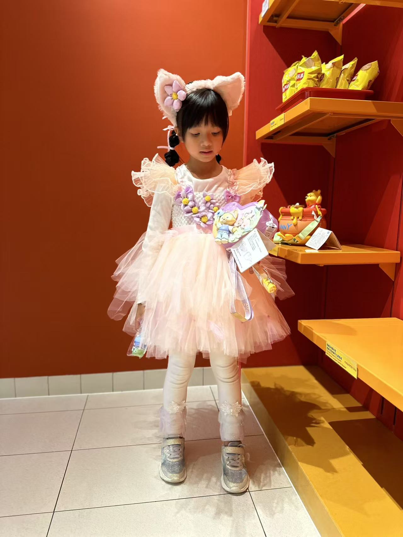 Linabell Pink fox girls costume, Kitsune Japanese cosplay ribbon dress