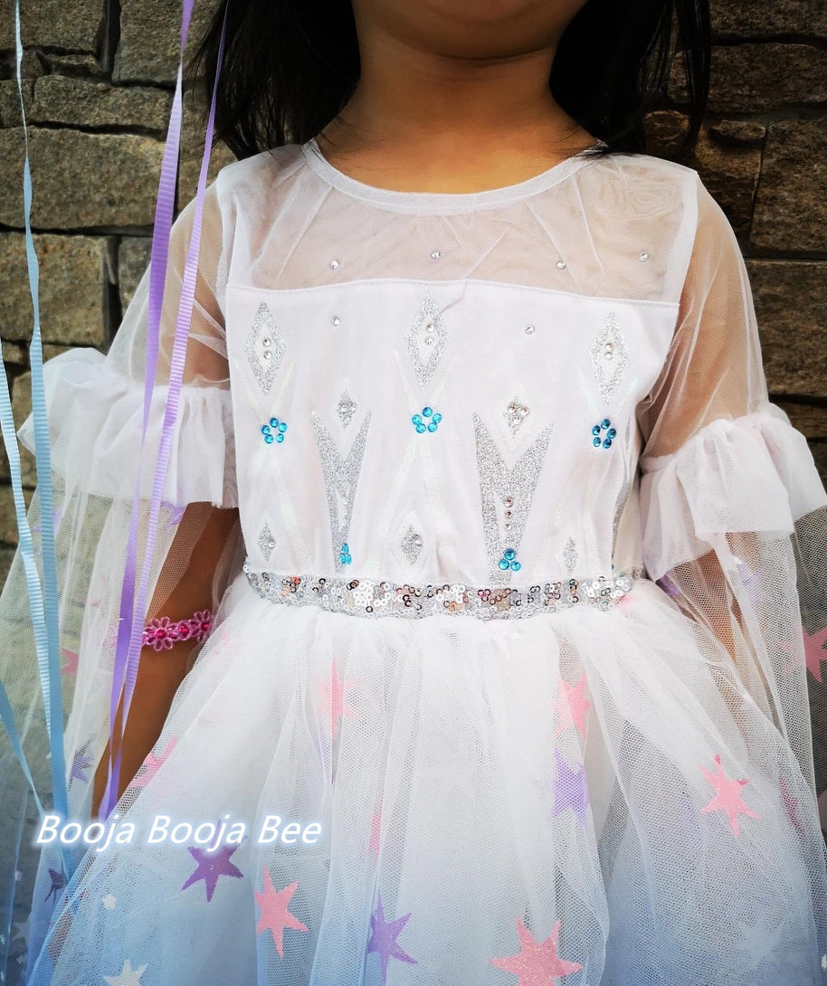 Frozen Elsa fantasy fluffy long sleeves tutu dress, party, costume, birthday