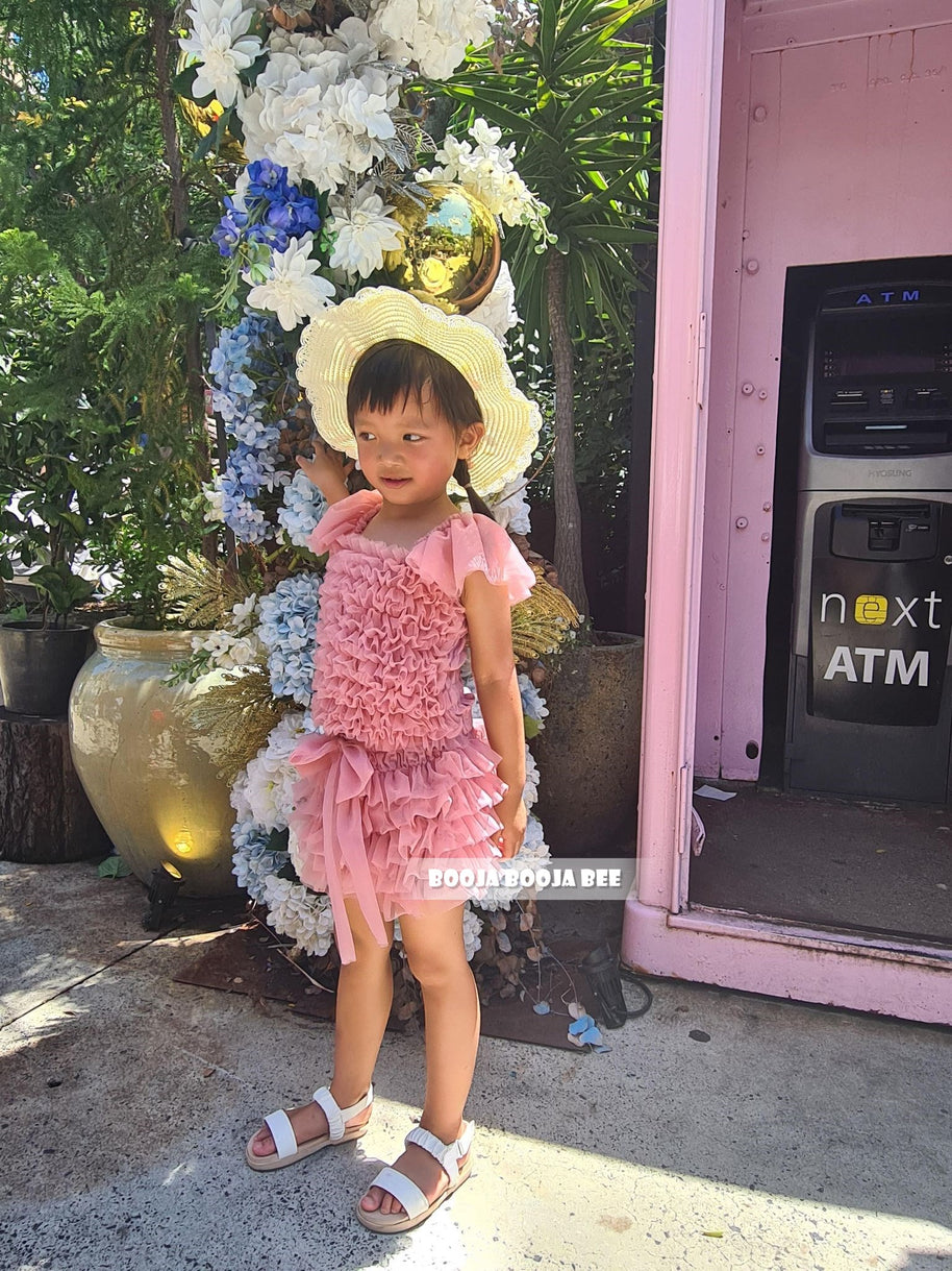 Fancy Dusty pink tutu pants playful set, 1st birthday baby girls gift