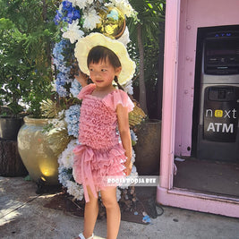 Fancy Dusty pink tutu pants playful set, 1st birthday baby girls gift