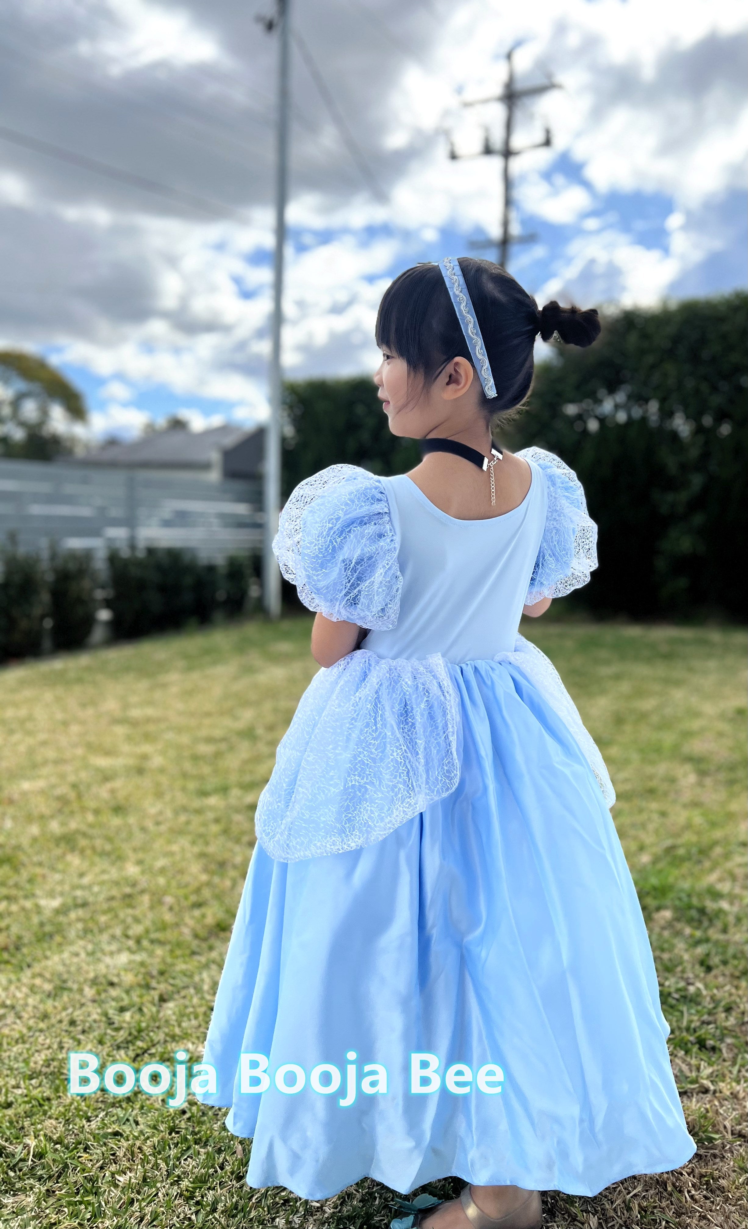 Cinderella puffy sleeves ball gown, Girls birthday gift party dress