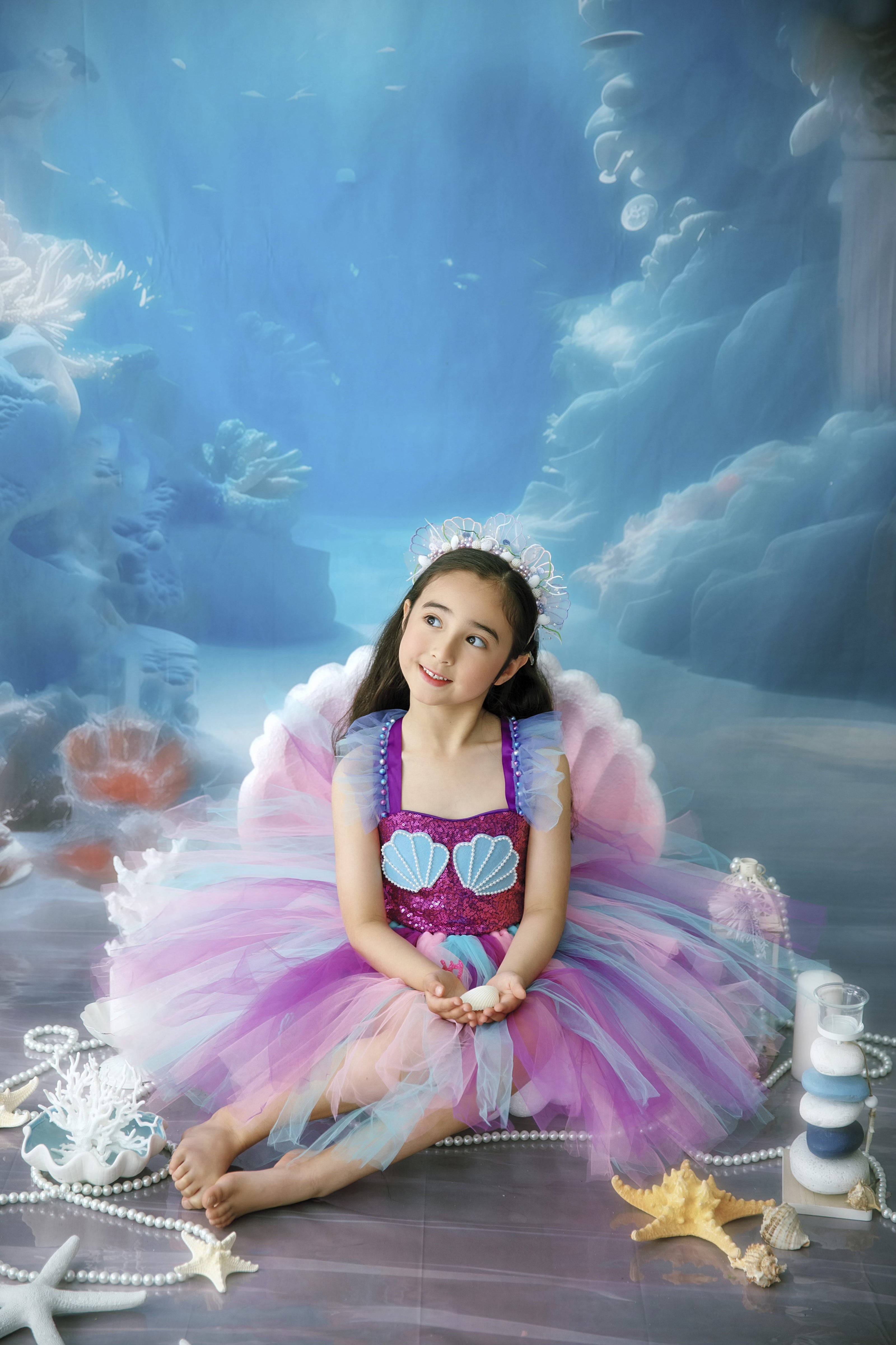 Purple Mermaid tutu birthday dress I Under the sea Princess party costume I Fairy Tulle dress