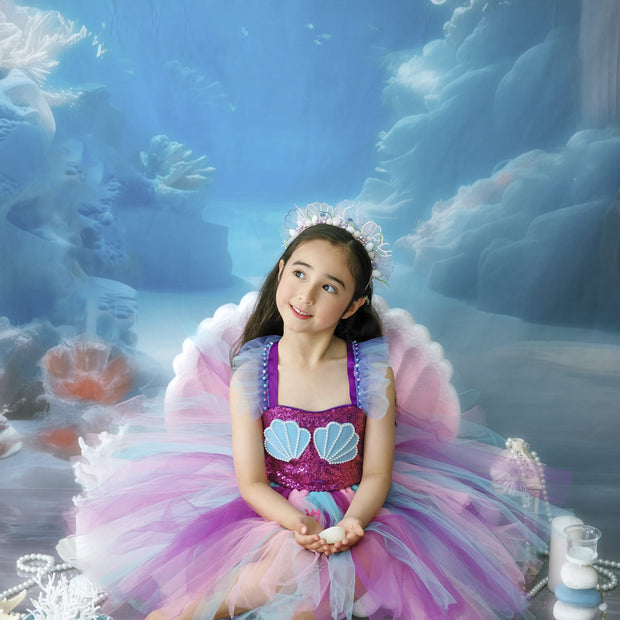Purple Mermaid tutu birthday dress I Under the sea Princess party costume I Fairy Tulle dress