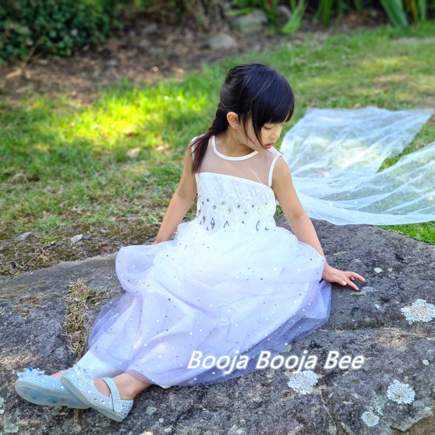 Frozen Elsa ombre sleeveless princess costume, Boho girls birthday costume
