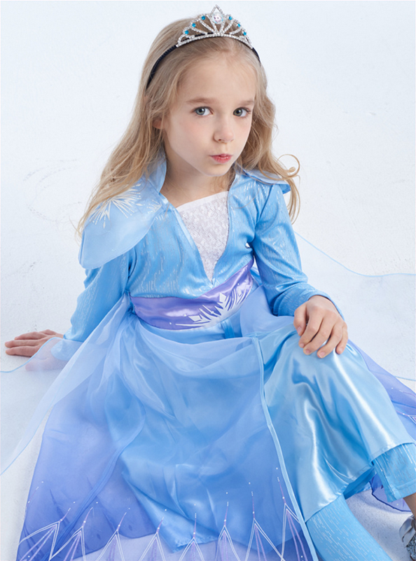 Frozen 2 Elsa inspired blue costume dress, Disney princess themed party cosplay wear