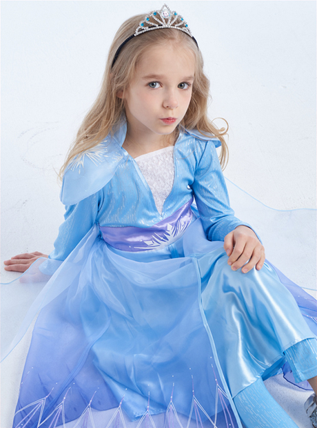 Frozen 2 Elsa inspired blue costume dress, Disney princess themed party cosplay wear