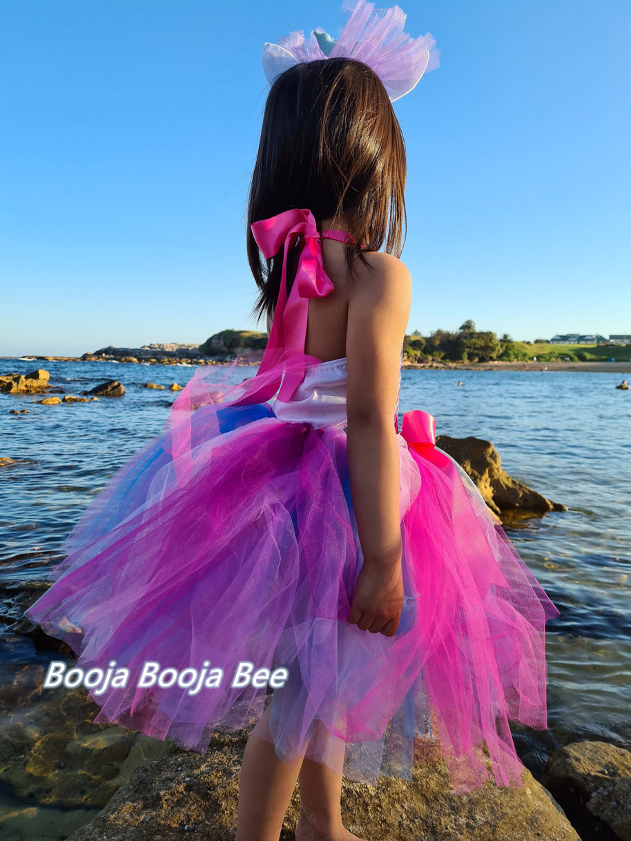 Pink Mermaid Tutu Dress for Girls - Under the sea Birthday Party Dress, Fish scales mermaid Costume