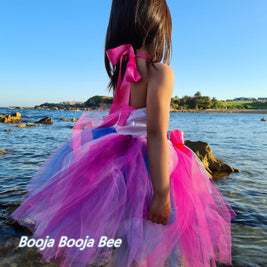 Mermaid pink Under the sea tutu dress, Fish scales mermaid themed party dress