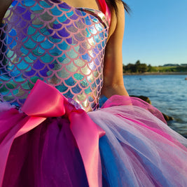 Mermaid pink Under the sea tutu dress, Fish scales mermaid themed party dress