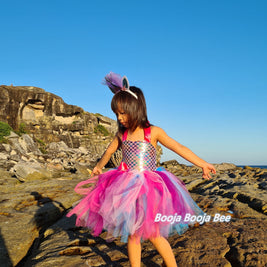 Mermaid pink Under the sea tutu dress, Fish scales mermaid themed party dress