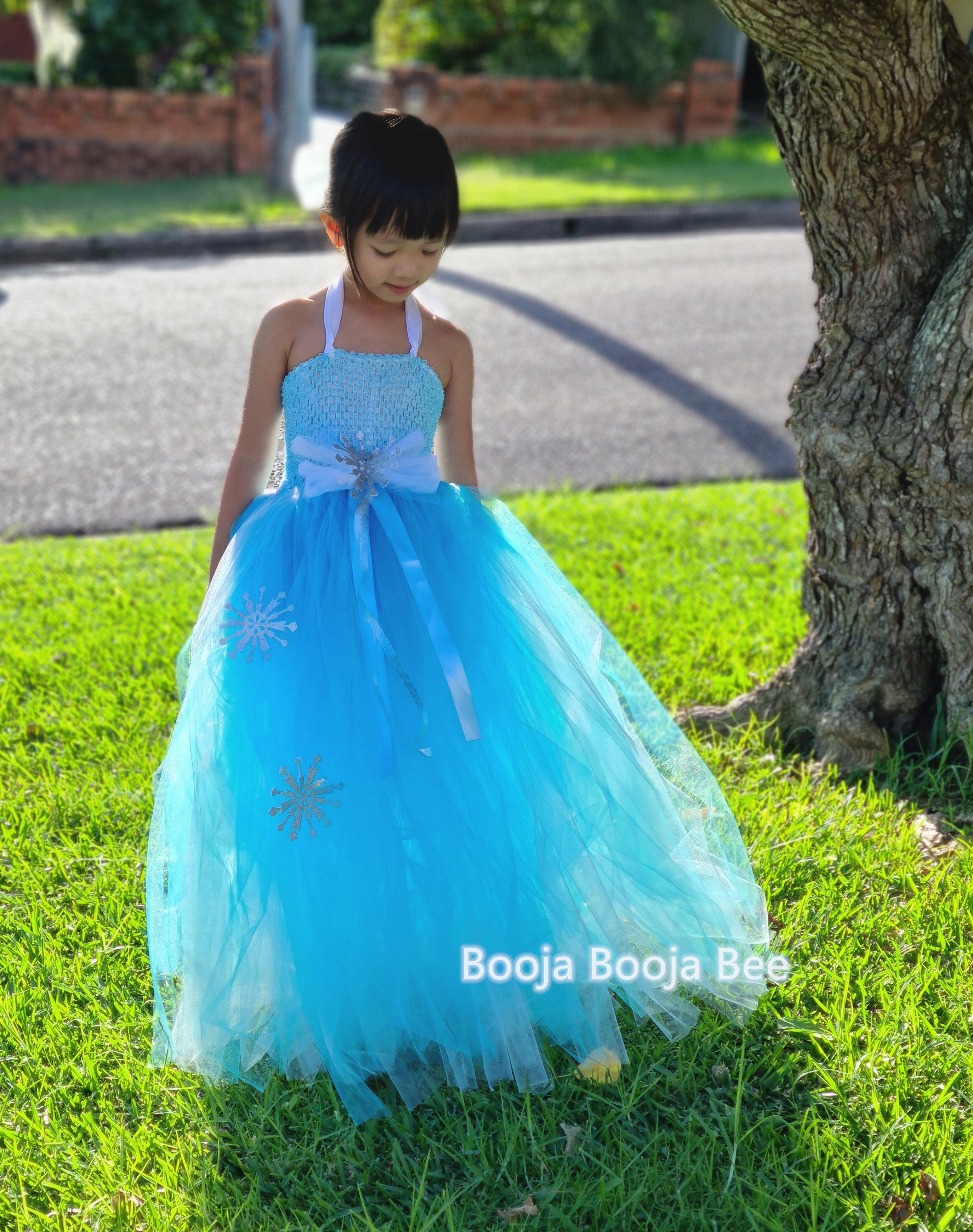 Frozen Elsa snowflakes ice blue tutu dress