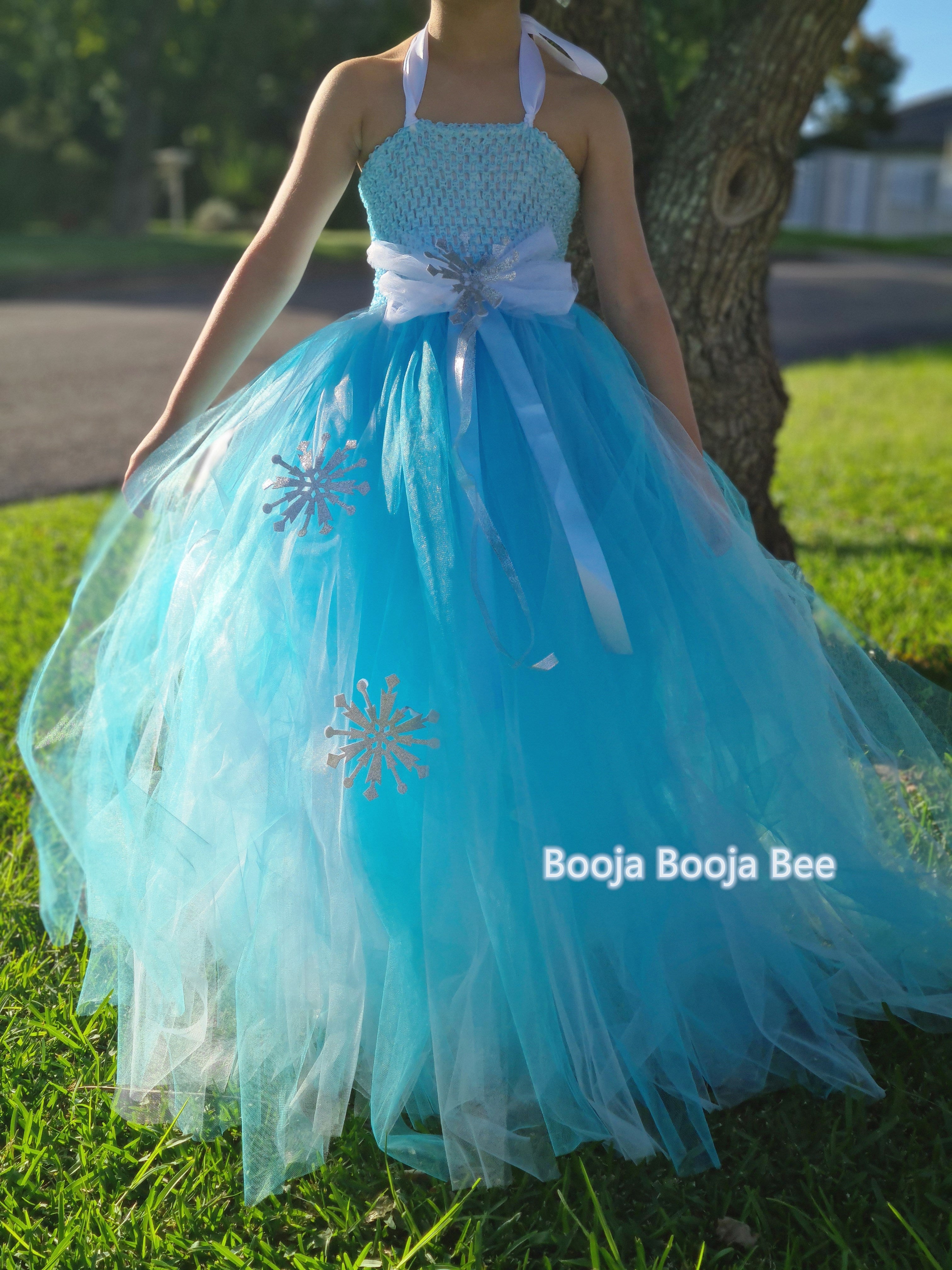 Frozen Elsa snowflakes ice blue tutu dress