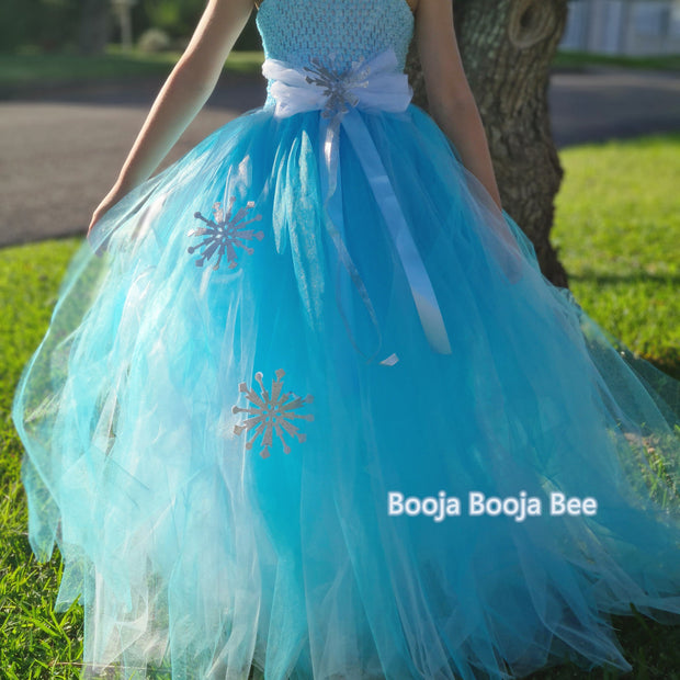 Frozen Elsa snowflakes ice blue tutu dress