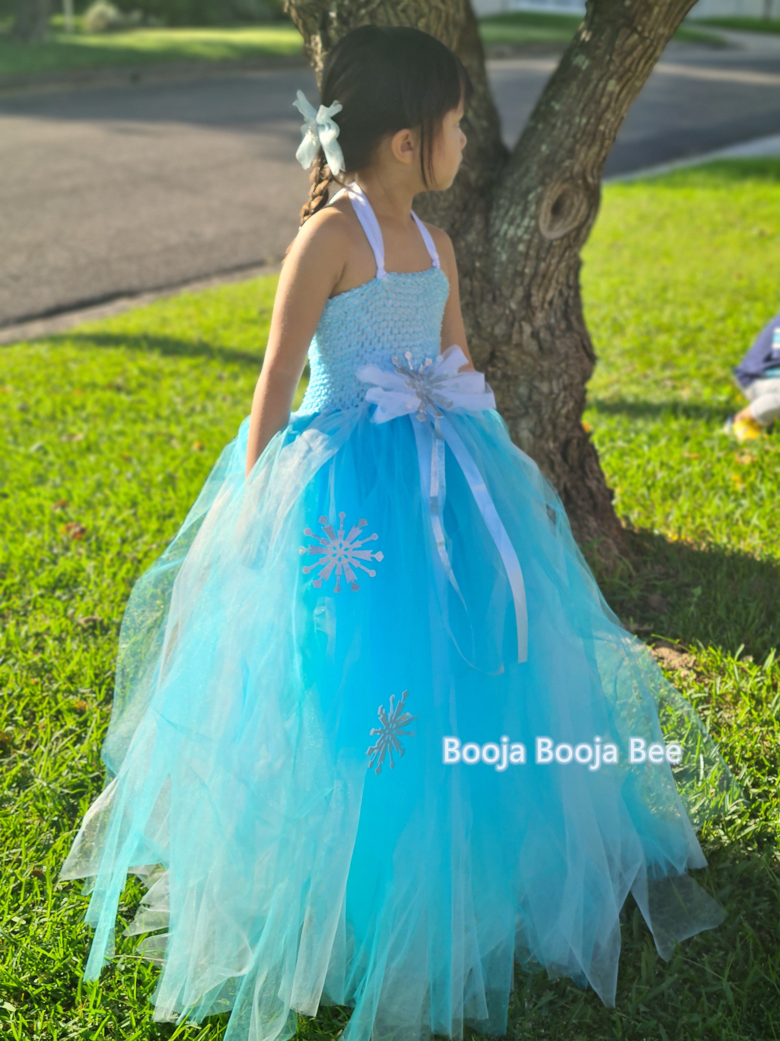 Frozen Elsa snowflakes ice blue tutu dress