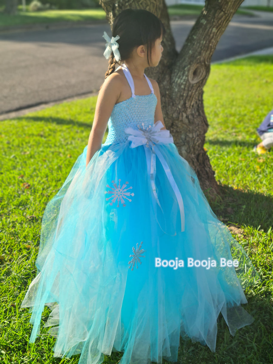 Frozen Elsa snowflakes ice blue tutu dress