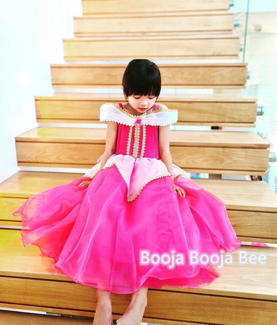 Sleeping beauty inspired costume, Princess Aurora cosplay dress gloves set