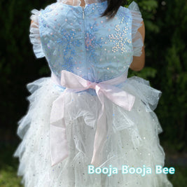 Frozen Elsa ruffles and sequins sleeveless dress, Toddlers Disney themed party outfits