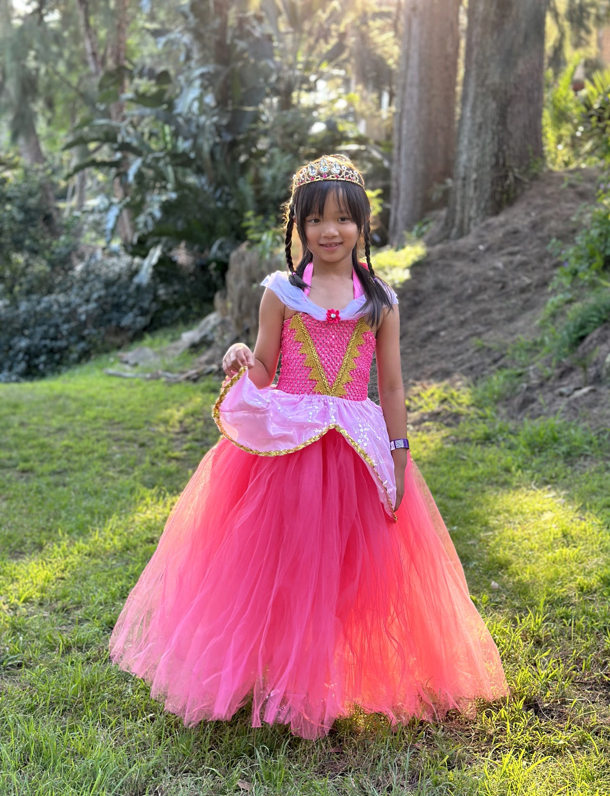 Aurora Pink Sleeping Beauty Princess tutu dress, Girls Pink party themed wear, Pageant dress, Movie cosplay dress