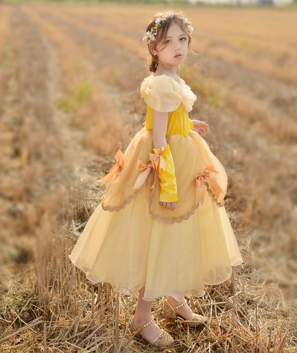 Beauty and the Beast Belle inspired costume, Gold princess dress