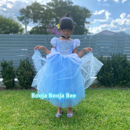 Cinderella princess costume dress, girls birthday gift, Fairy tale attire gown, aged 2-7