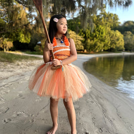 Moana Inspired Tutu Dress – Hawaiian Islander Ocean Princess Birthday Costume for Girls