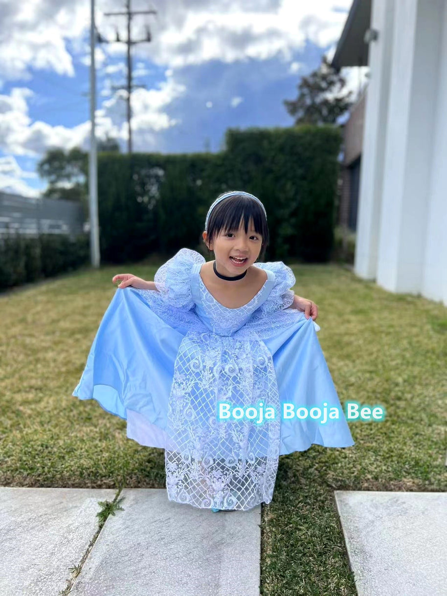 Cinderella puffy sleeves ball gown, Girls birthday gift party dress