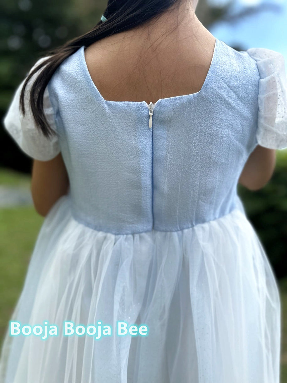 Deluxe Elsa Frozen costume party dress – Glitter snowflake princess cosplay , Aged 3-10