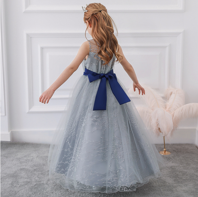 Tulle Lace embroidery grey wedding pageant ball gown
