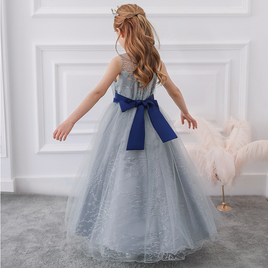 Tulle Lace embroidery grey wedding pageant ball gown