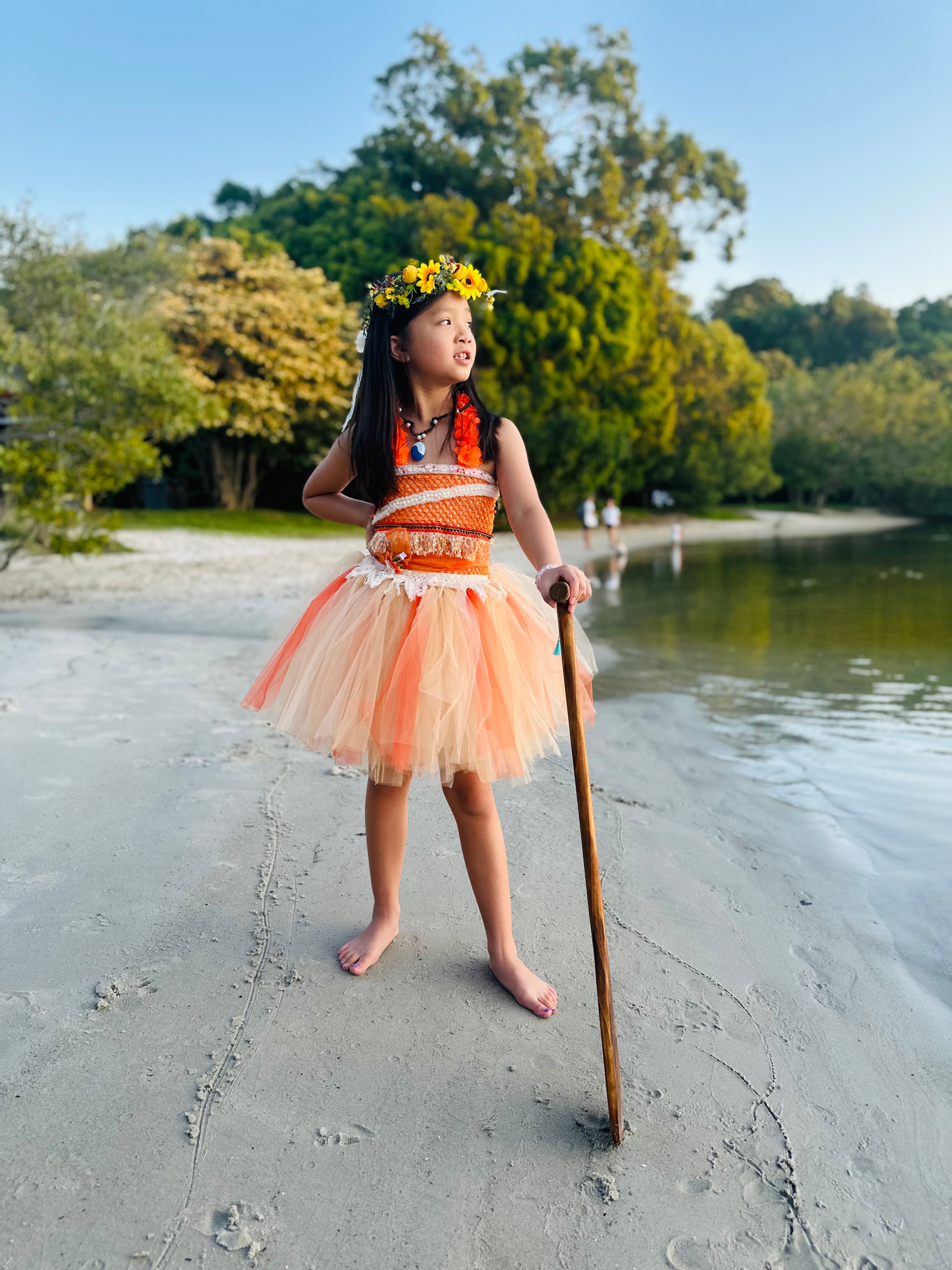 Moana Inspired Tutu Dress – Hawaiian Islander Ocean Princess Birthday Costume for Girls