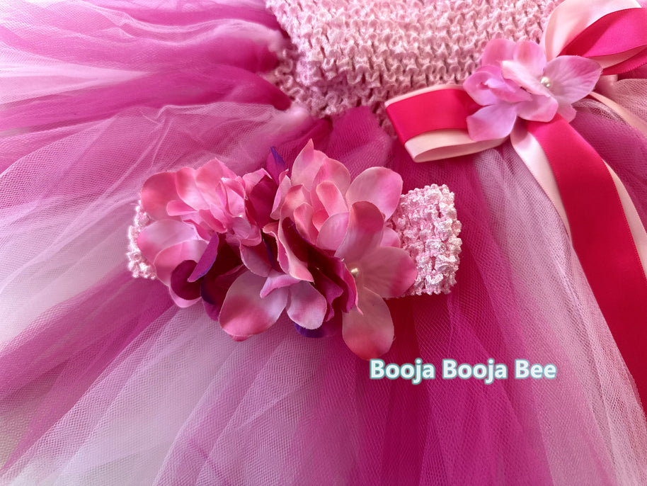 Baby 1st birthday dress, Toddler girls pink flower princess tutu