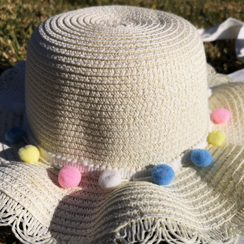 Braided raffia straw wicker kids sun hat and shoulder bags (1 sets)