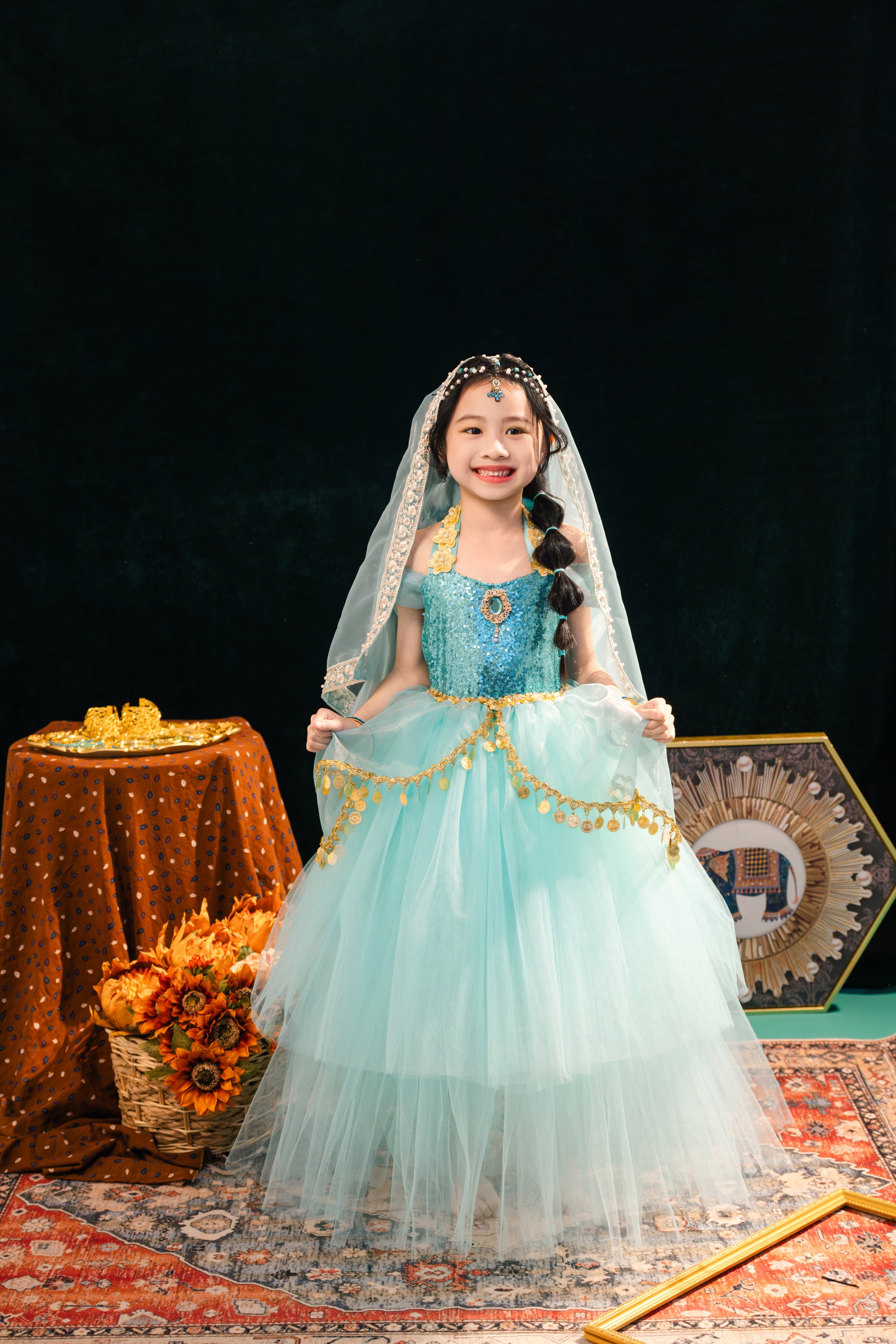 Jasmine Inspired Princess Dress for Girls – Elegant and Luxury Arabian Costume for Birthday & Party