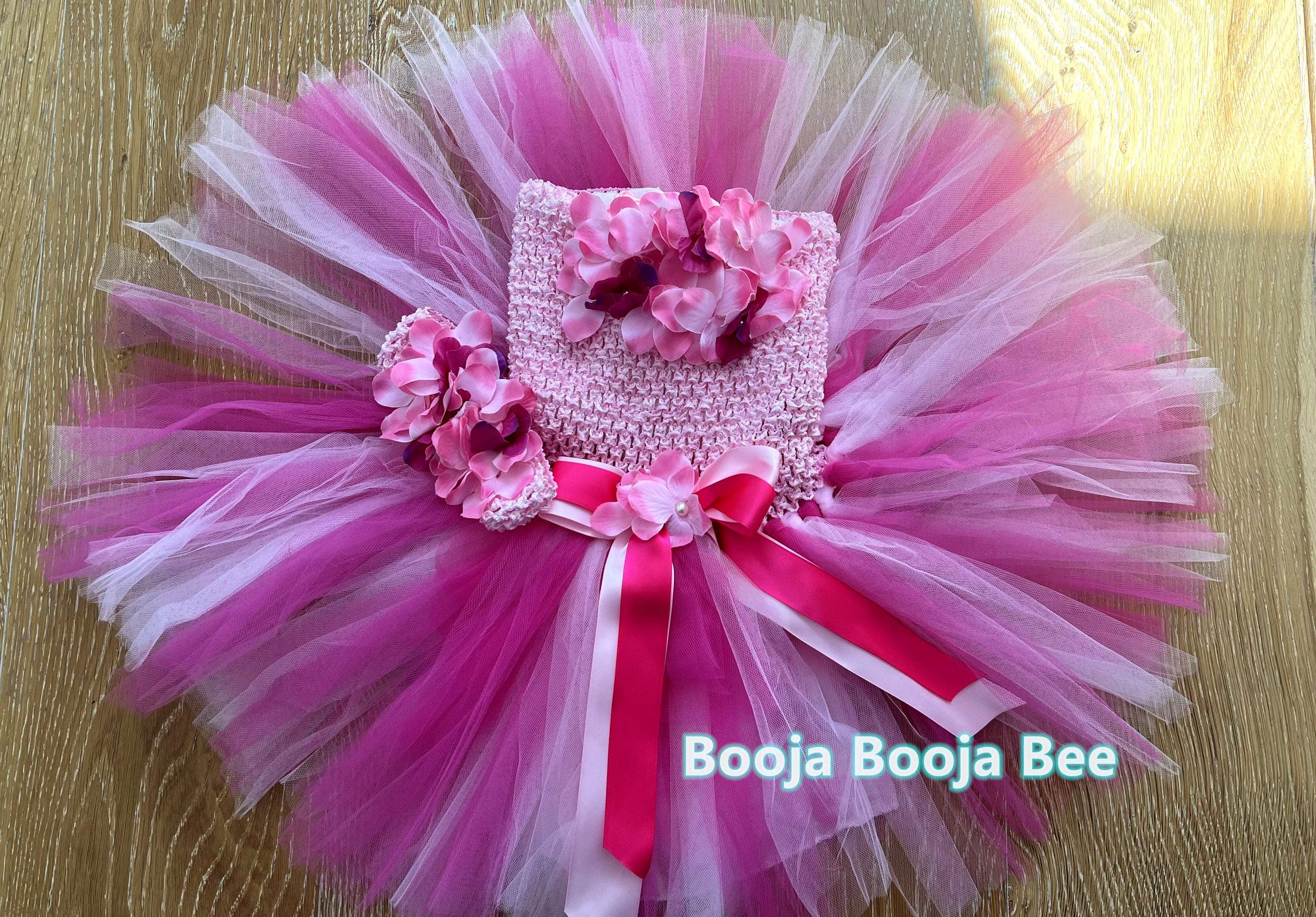 Baby 1st birthday dress, Toddler girls pink flower princess tutu
